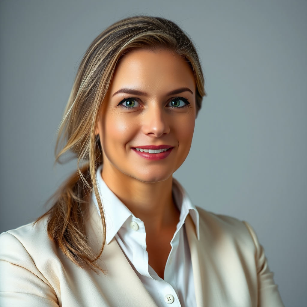 Professionelles Porträt von Sarah Weber, Senior-Analystin für internationale Märkte mit Spezialisierung auf geopolitische Risiken